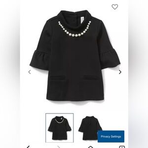 Janie and Jack Black Juno Valentine faux Pearl Top